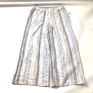 Splendid Jade Striped Pant Size XL Elastic Waist Wide Leg Blue Pink Full Length